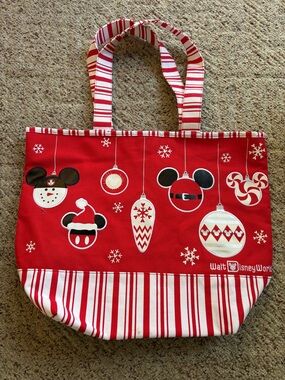Disney Red and White Holiday Mickey Ornament Tote